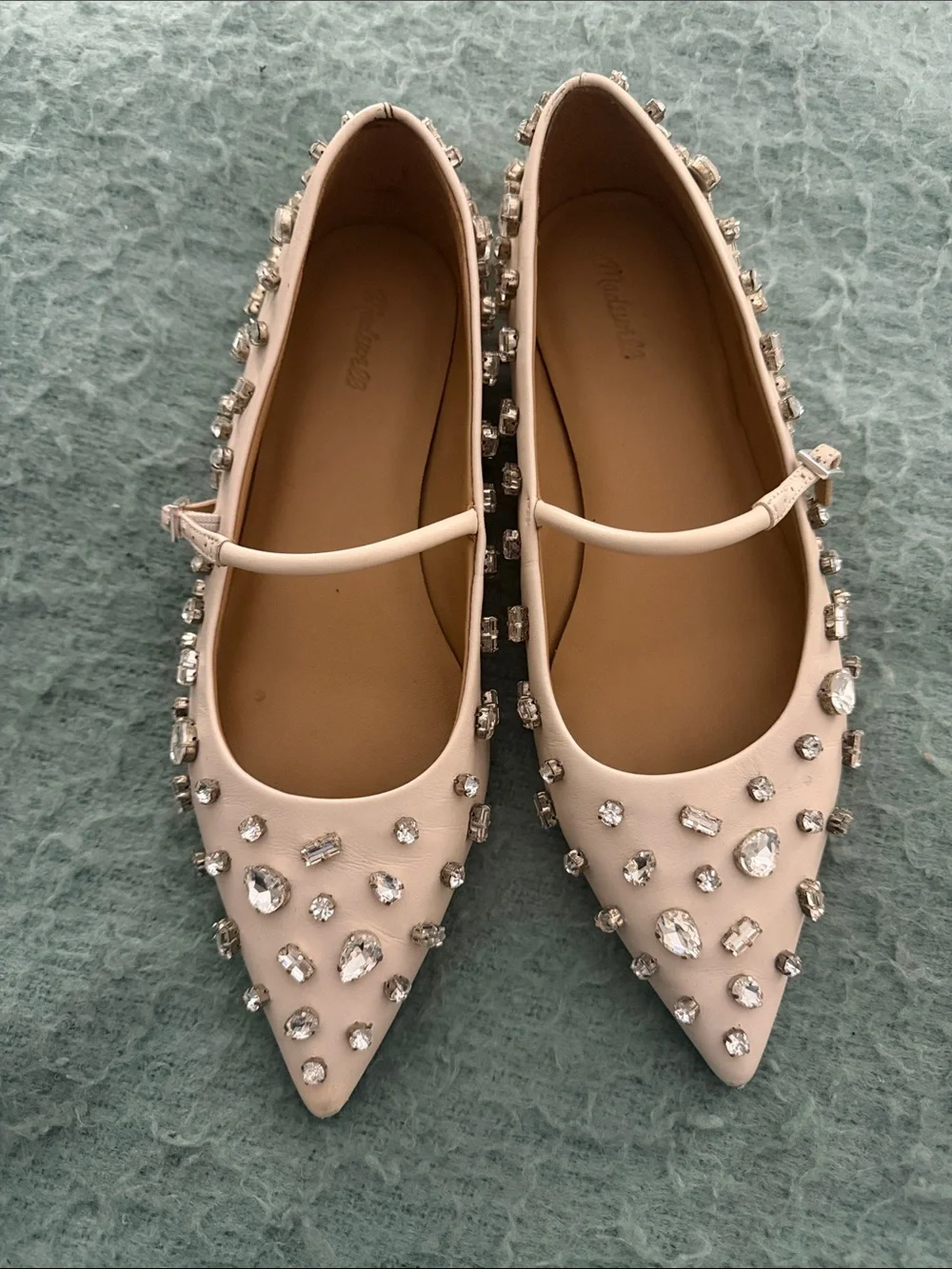 Madewell Elsie Mary Jane Rhinestone Flats in Ecru - Picture 3 of 5